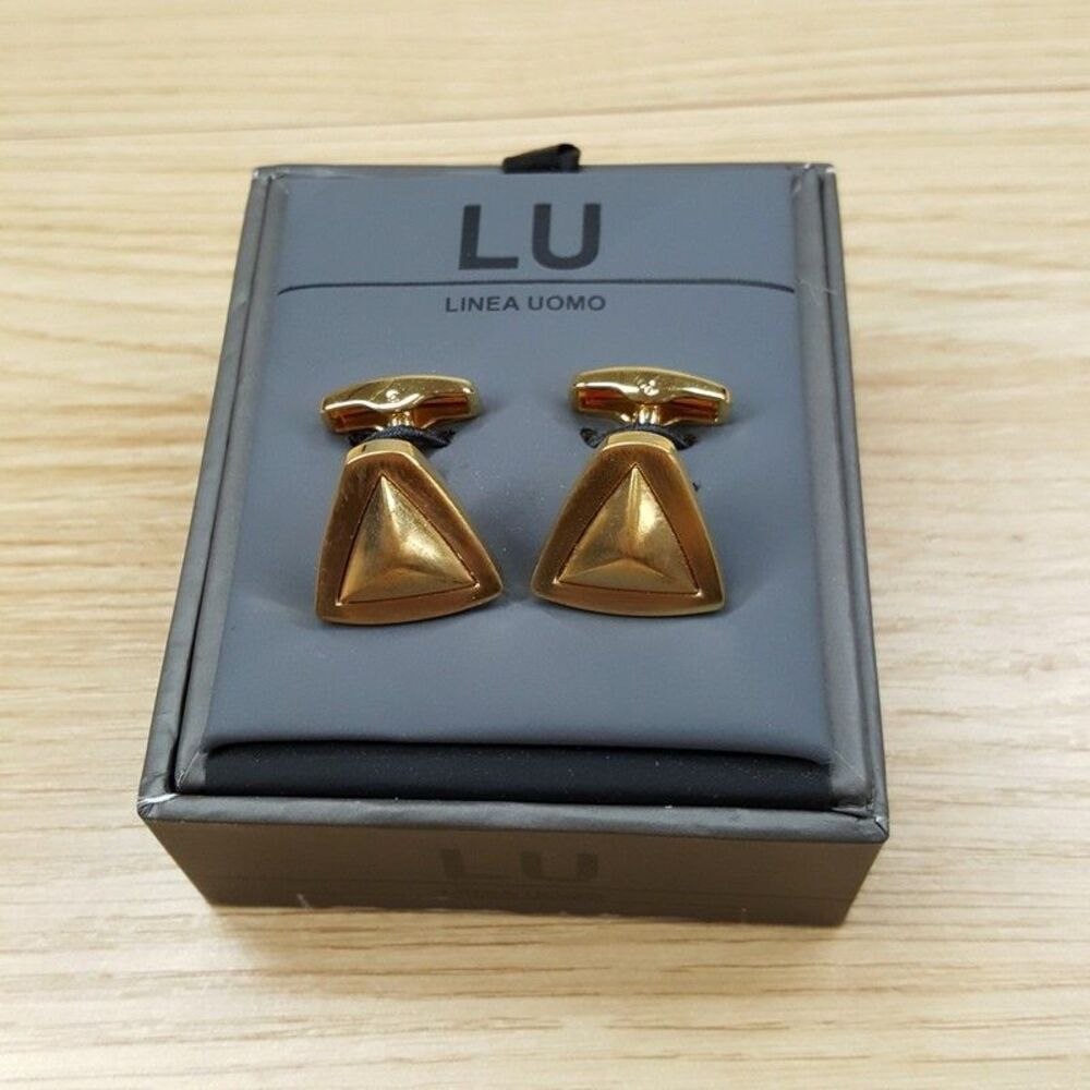 LINEA UOMO Mens Brushed Gold Triangle Cufflink Cuff Links